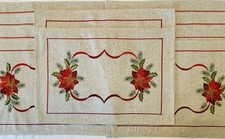 VTG Embroidered Poinsettia Ribbon Christmas Placemats Set Of 10 NWT Pier 1 Style