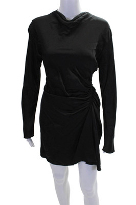 ALC Women's Round Neck Long Sleeves Cinch Mini Dress Black Size 6
