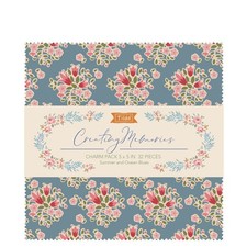 Tilda Charm Pack - 5" x 5" -Creating Memories -Blues  - 32 Pieces