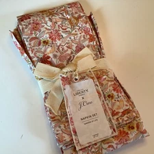 J.Crew Liberty  Garden Life Napkins Set of 4 Orange Multi Floral Cotton NWT