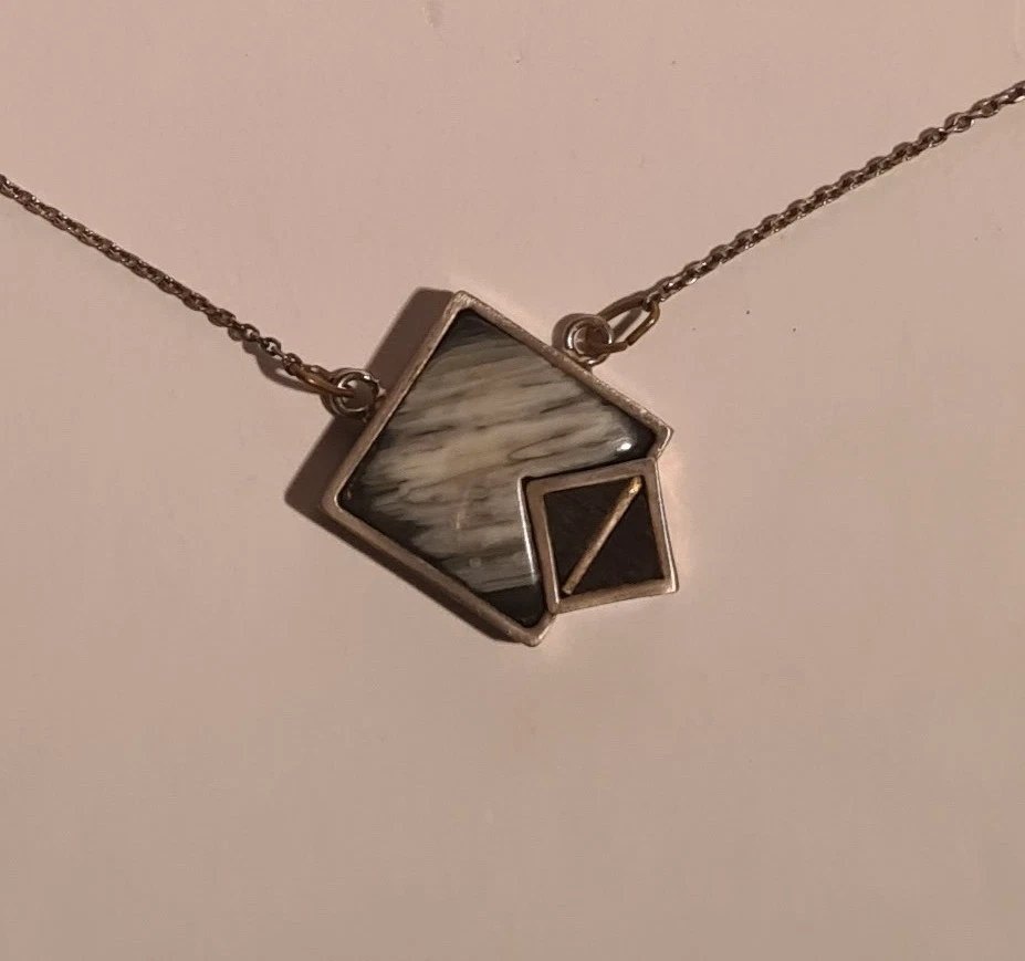 Pierre Cardin Bijou pendentif Signé Argent et Pierre Naturelle Vintage 60/70 - Photo 3/4