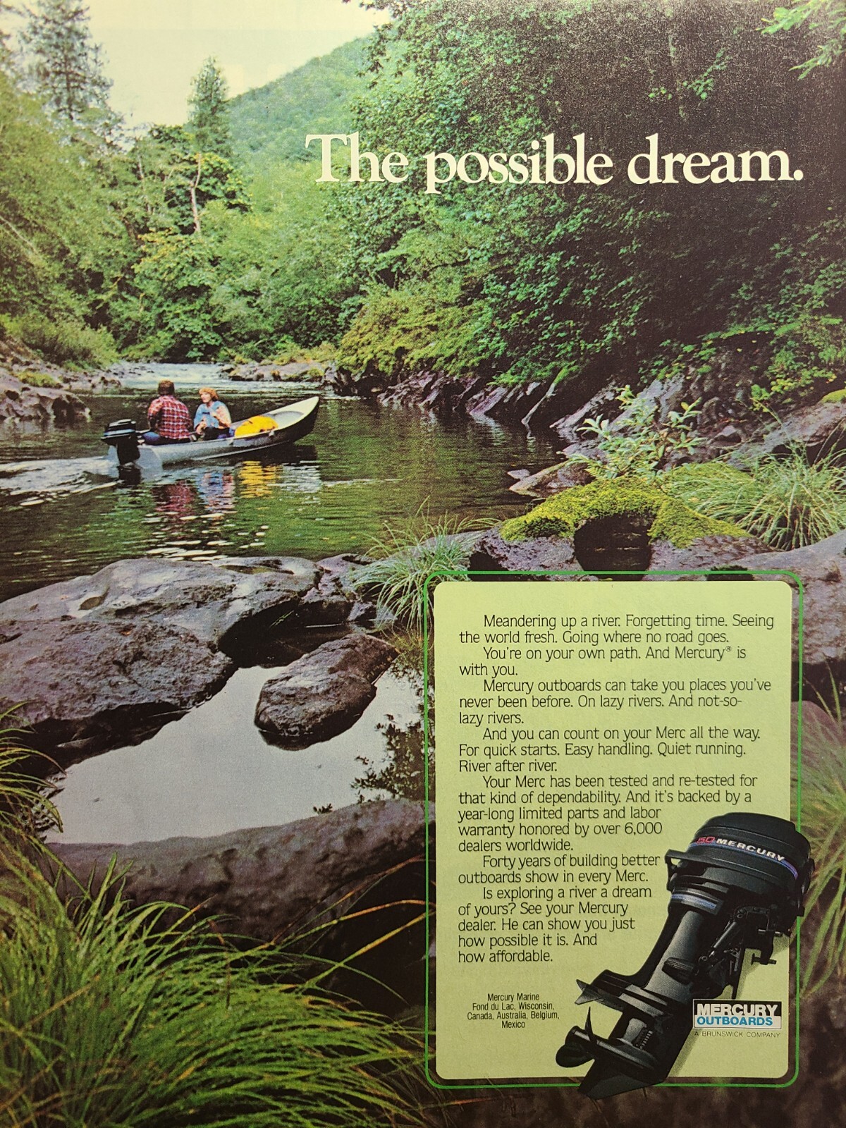 Vintage Print Ad 1983 Mercury Outboard Boat Motor Couple River **See Descr**