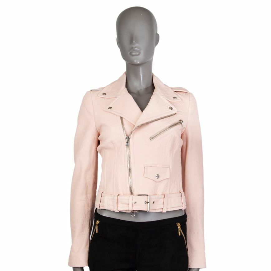 alexander mcqueen Crop biker jacket レザージャケット ピンク 57359 auth ALEXANDER MCQUEEN pink leather Cropped BIKER