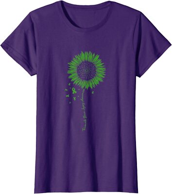 Traumatic Brain Injury Awareness Flower Green Ribbon Ladies' Crewneck T-Shirt