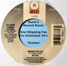 AC/DC Moneytalks Money Talks Hard Rock Hair Band Heavy Metal NM 45 7" Vinyl