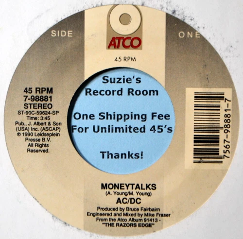 AC/DC Moneytalks Money Talks Hard Rock Hair Band Heavy Metal NM 45 7" Vinyl