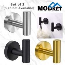 2x Modern Wall Mounted Hook 304 Stainless Steel Bathroom Towel Robe Coat Storage