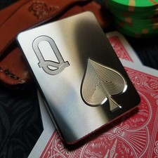 QUEEN of SPADES - Muck Monkeys Poker Card Guard Protector Chip - (Case Included)
