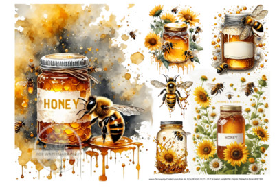 Honey Bees | A4 Rice Paper | Paper for Decoupage | Decoupage Central