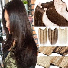 Thick One Piece Wire In 100 Remy Human Hair Extensions Hidden Headband G423