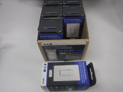 (6) NEW EATON WFD30-W-SP-L Wi-Fi WHITE LED SMART DIMMER SWITCH WITH ALEXA Google