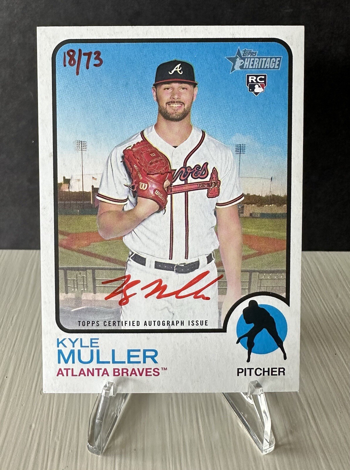 KYLE MULLER 2022 TOPPS HERITAGE REAL ONE ROOKIE AUTO RED INK (18/73) BRAVES/A’s