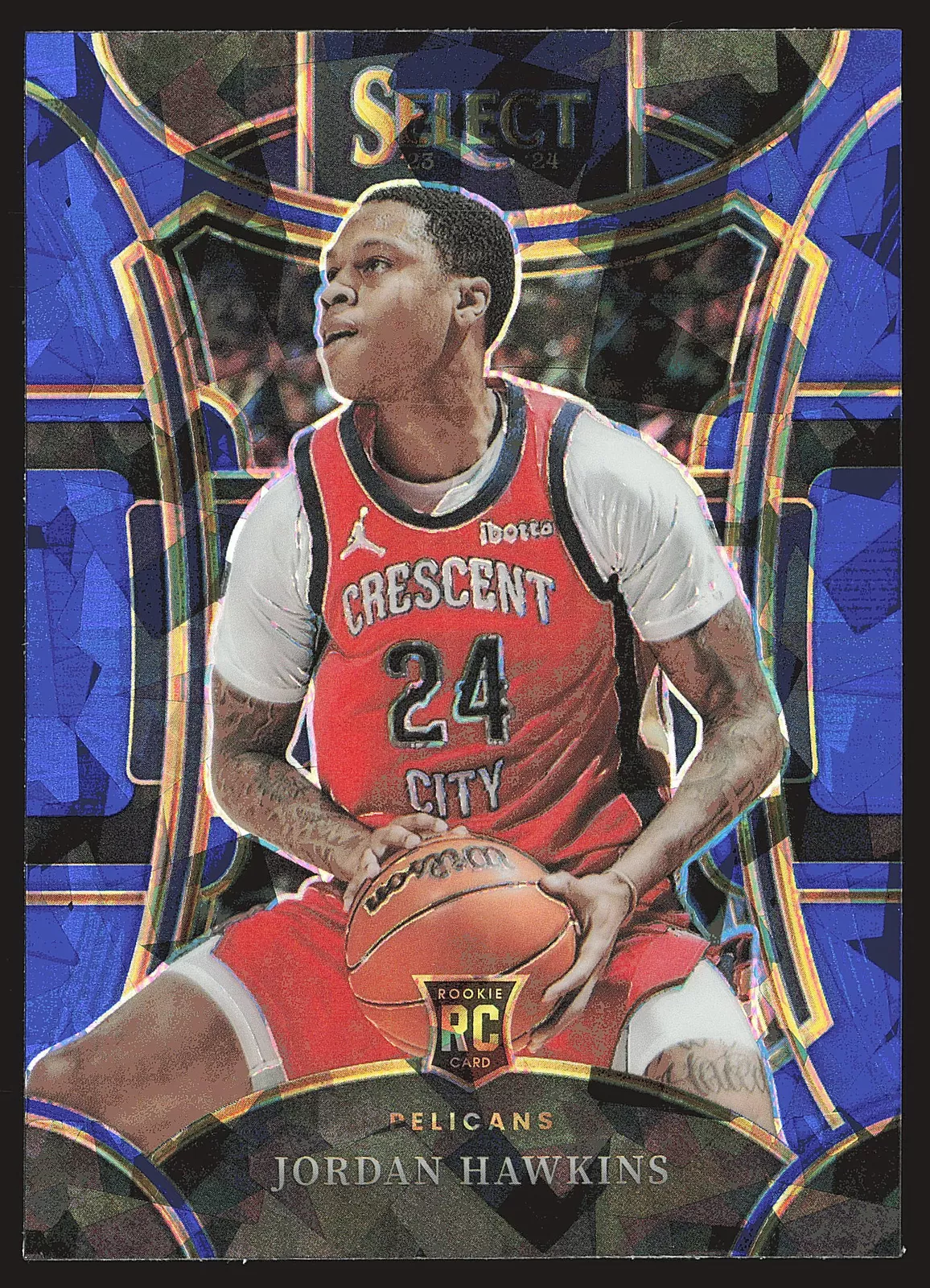 2023-24 Panini Select #334 Jordan Hawkins Blue Cracked Ice Prizms RC