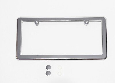 Chrome License Plate Mounting Frame Tag Holder + (Free) 2 Screw Caps / New