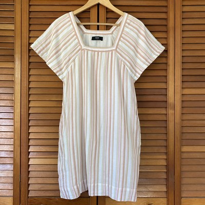 ABLE Rishu Dress Size XS Short Sleeve Gauze Square Neck Striped Lightweight