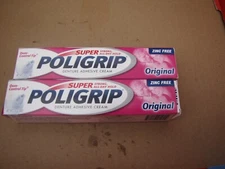 2 LOT Of Super Poligrip Original Denture Adhesive Cream 2.4 Oz