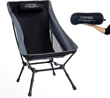 Lightweight Heavy Duty Camp Chair, 380Lb Capacity High-Back Headrest, Durable Al