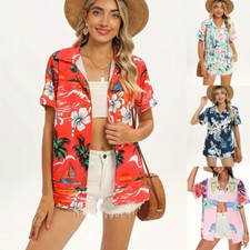 Women's Casual Summer T Shirts Solid Short Sleeve Button V Neck Tops Tshirts