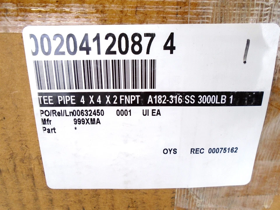 PENN - 316 SS FORGED Reducer TEE 4"- 4 in 4x4x2 FNPT - 3000 lb - A182-316SS - Image 3 of 4