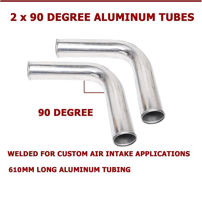2.5" Universal Aluminum Turbo Intercooler Elbow Pipe Kit + Silicone Hose + Clamp Foto 4 de 4