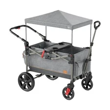 Busy Bee Foldable Wagon Stroller for 2 Kids, Push Pull Collapsible Kids Wagon...