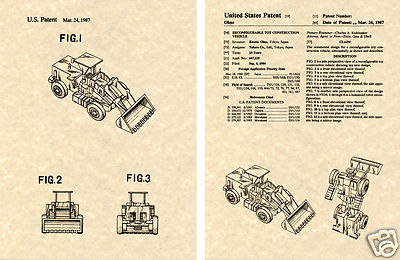 Transformers SCRAPPER Patent Art Print READY TO FRAME!! G1 Devastator Loader