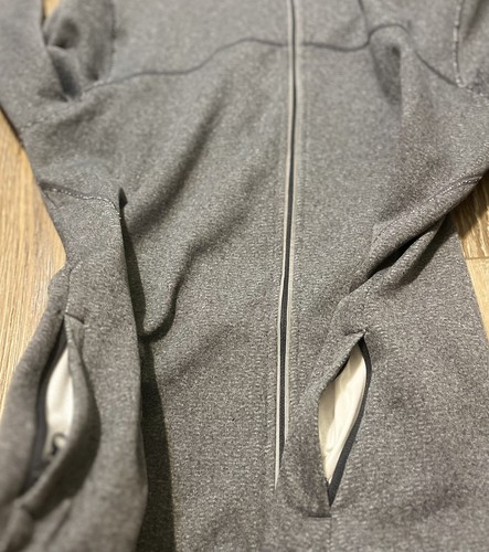 PrAna Full Zip Hooded Jacket Sz L Gray |Lightweight Thumb Holes Gym Run Athletic - Picture 4 of 9