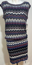 NWT Guess Zig Zag Dress Chevron Knit Sleeveless Bodycon Large Length Adjustable