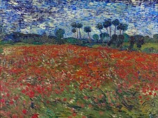 Poppy field by Vincent van Gogh Tile Mural Kitchen Backsplash Marble Ceramic