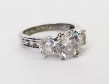 Sterling Silver 925  Rhinestone Triple Set Ring Classic Vintage - Size 6