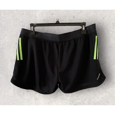 Adidas Ladie's Aeroready Running Shorts Size L Black With Green