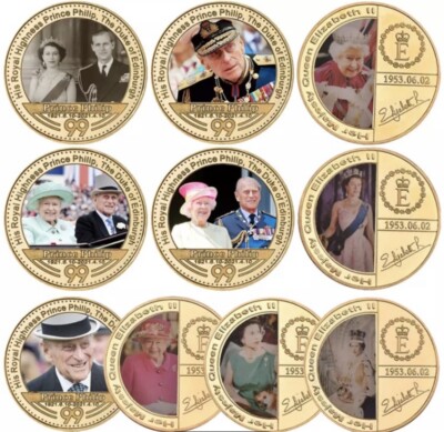 Queen Elizebeth & Prince Philip Gold Plated Coins The Royal Reign Collections