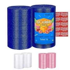 Yens Bubble 3/16" X 12" Cushioning Perforated 70 ft Packaging Wrap-Blue