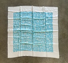 Vintage 1970  s BALENCIAGA BABY BLUE GRAPHIC SILK SCARF Modern