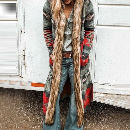 Ethnic Womens Hooded Mid Long Boho 