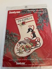 1988 Janlynn SLEIGH GOOSE STOCKING Christmas Counted Cross Stitch Kit 00-285