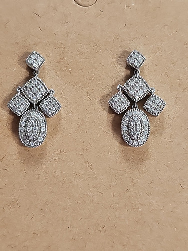 Sterling silver diamond earrings preowned