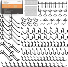 176PCS Extra Thick Pegboard Hooks, 1/4" Heavy Duty Black Metal Peg Board Hooks A