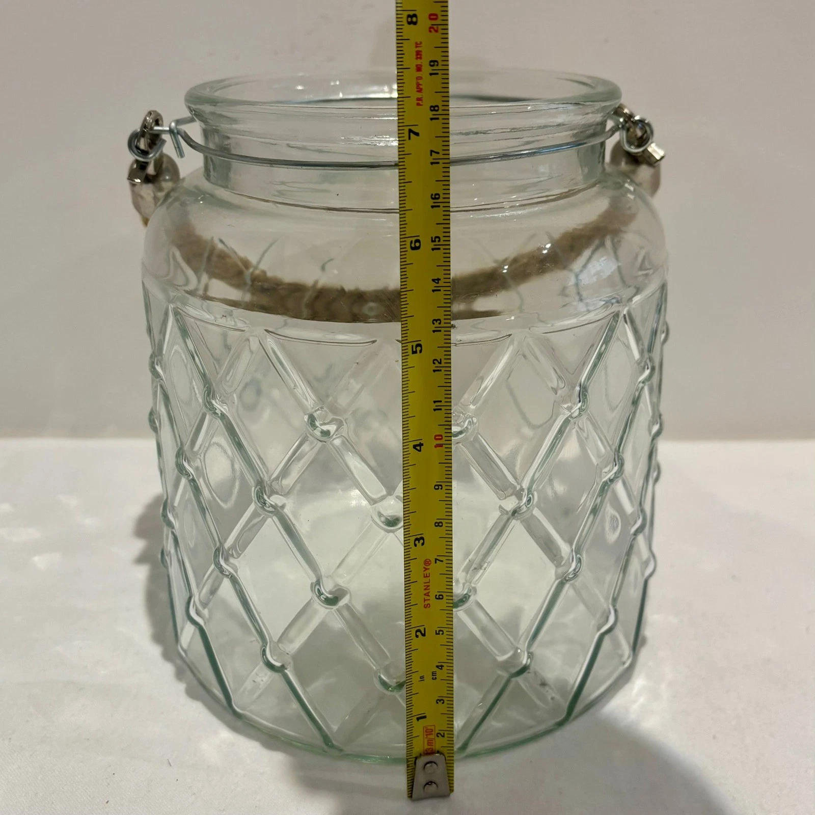 Texture Glass Jar With Rope Handle