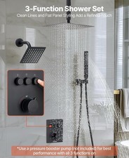 VEVOR Shower Faucet set, 12 inch ceiling mount rainfall shower, handheld 3-1.