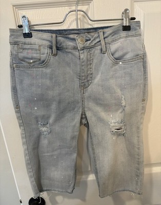 Bermuda Shorts Seven7 Women's 2/26 Blue Limited Ed Blue Paint Cutoff Bombshell