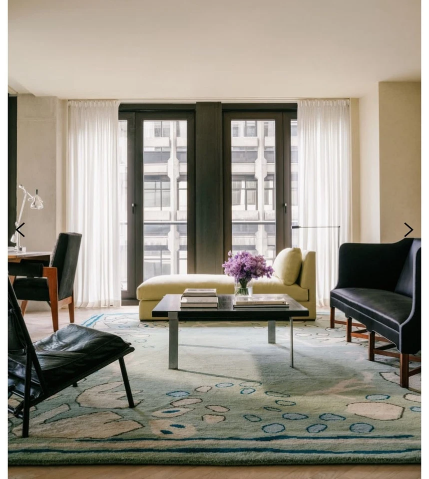 Hand Tufted Abstract Rug | Modern Pastel Blue & Green Animal Print Carpet - Image 3 of 4