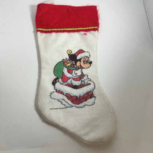 Vintage Mickey Mouse Christmas Stocking Decoration 80's Disney Santa Mickey