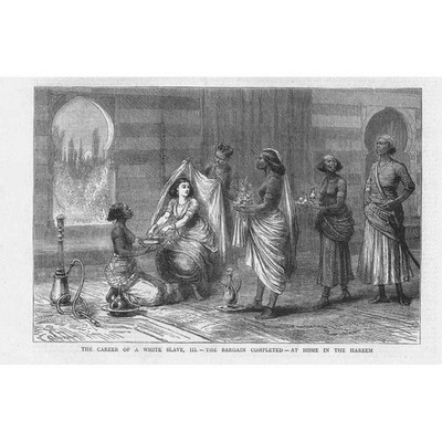 Weiße Sklavin im Harem - antiker Druck 1875