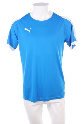 PUMA Sport Shirt Fitness Workout Logo Print M blau off-white