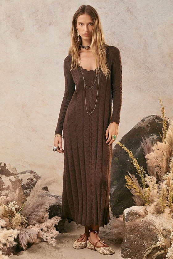 spell brown dress Lou Lou Knit Gown Midi dress