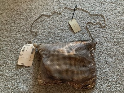 Vintage Franchi Silver Y2K Style Purse Crossbody Bag Silver Metallic Mesh NWT