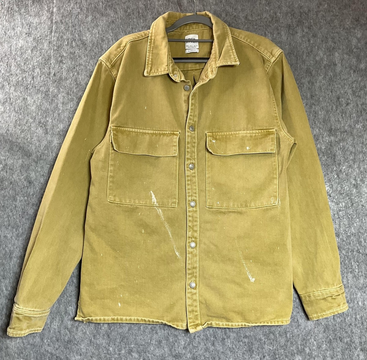 Zara Jacket Mens XL Brown Relaxed Fit Chore Shacket Workwear