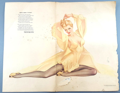 Vintage Varga Esquire Centerfold Pinup Girl ''Love Cries Uncle'' 14 x 18 1/4