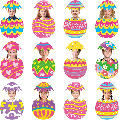 36 Pcs Easter Egg Cutouts with Photo Space for Easter Bulletin Board DIY Craft S